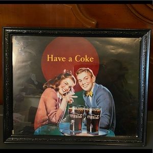 Antique looking framed “Have a Coke” poster: